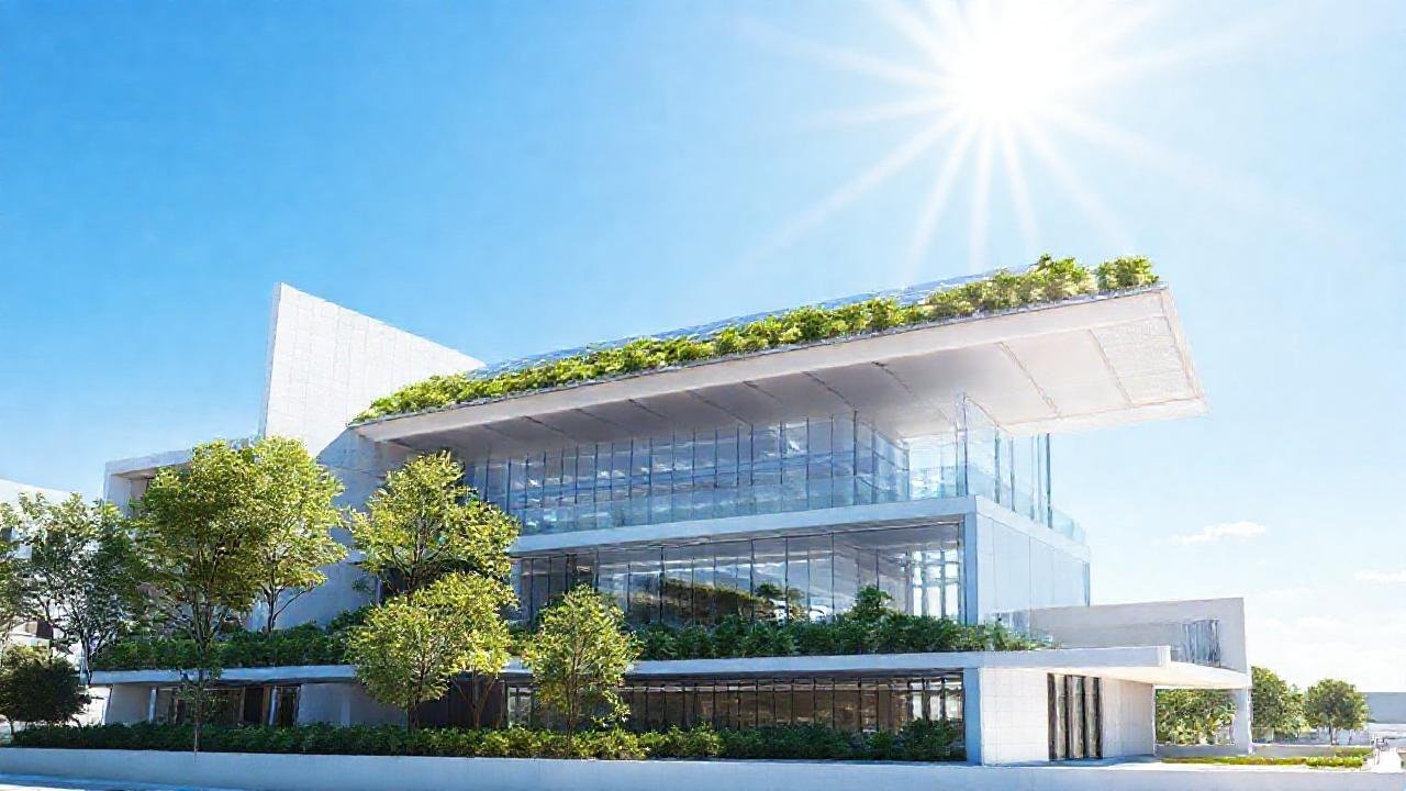 Edificio moderno, sostenible y minimalista