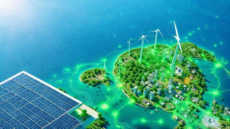 Energía sostenible construye ciudades futuristas conectadas
