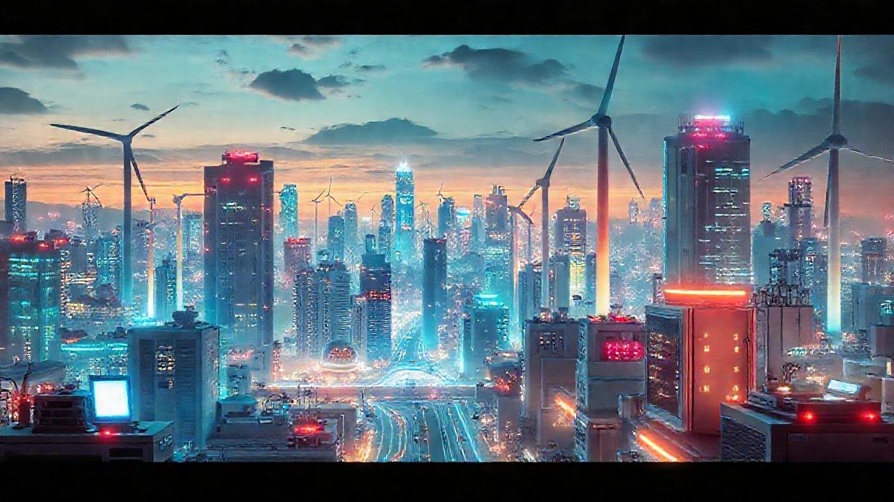 Ciudad futurista de luz y energía