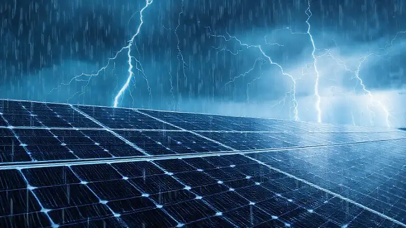 Paneles solares protegidos frente a la tormenta