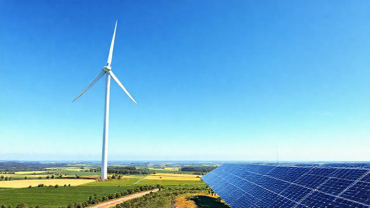 Turbina eólica moderna genera energía limpia