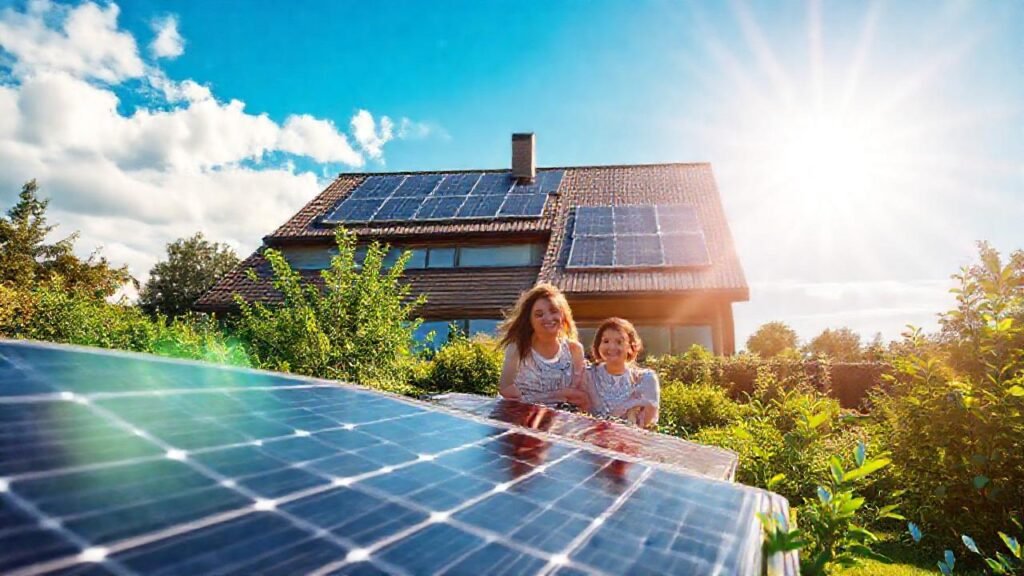 Una familia disfruta de energía solar