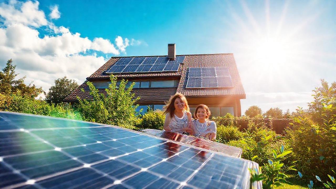Una familia disfruta de energía solar