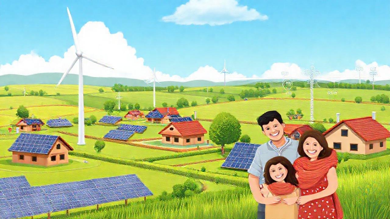 Energía sostenible en pueblo rural