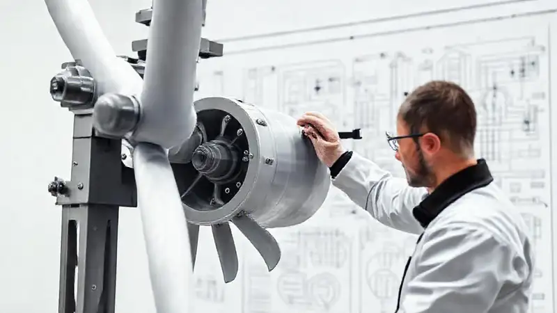 Técnicos miden el equilibrio preciso de turbinas