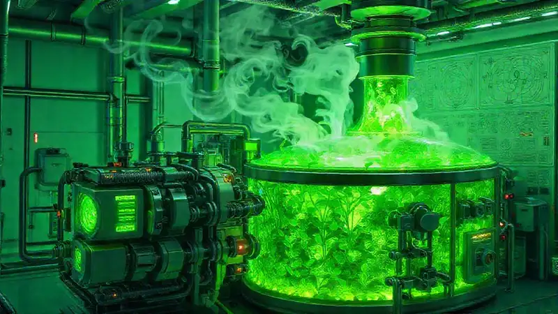 Un bioreactor futurista emite energía verde