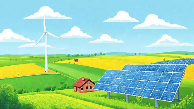 Energía sostenible ilumina campos verdes