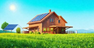 Agricultura sostenible bajo un cielo azul