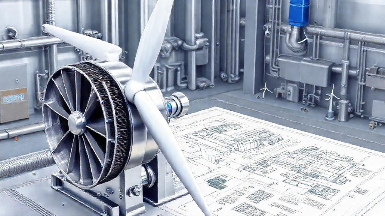 Turbina eólica ilustra energía verde industrial