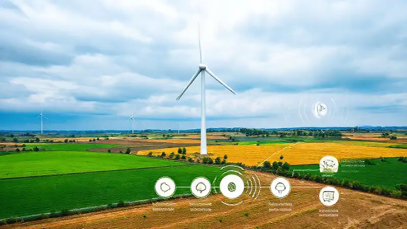 Turbina eólica ilustra un diagrama técnico