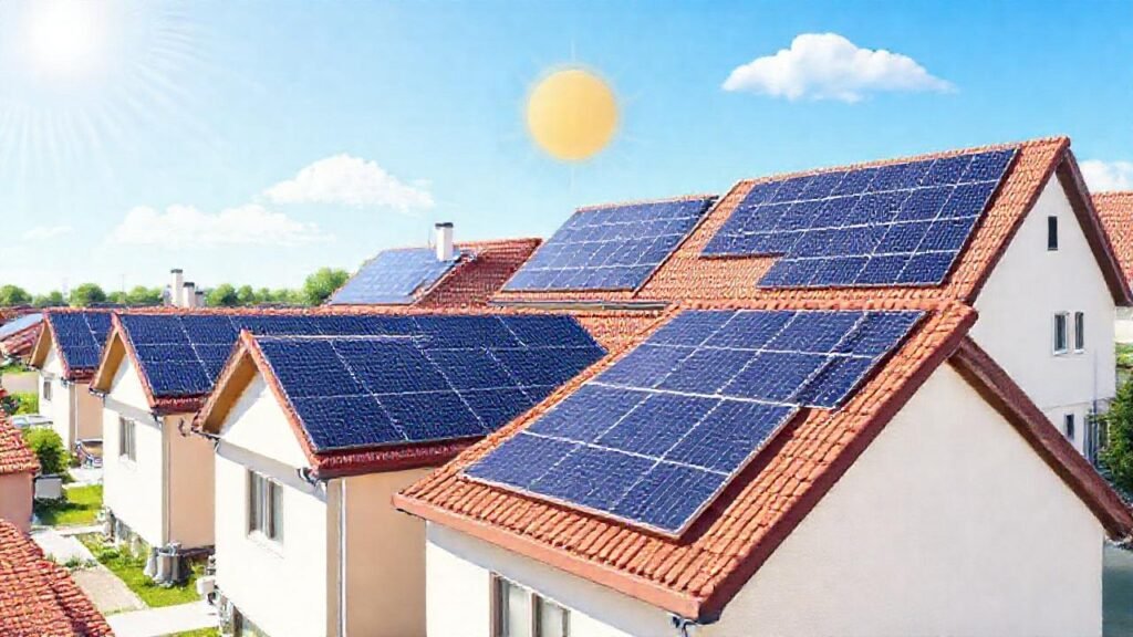 Paneles solares generan energía en edificios