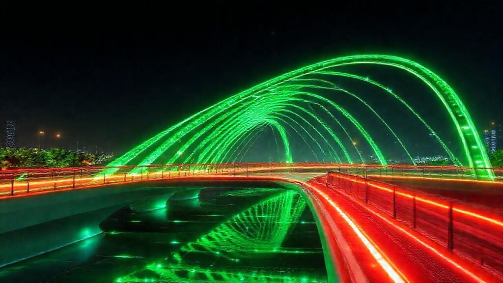 Puente futurista: energía verde y diseño limpio