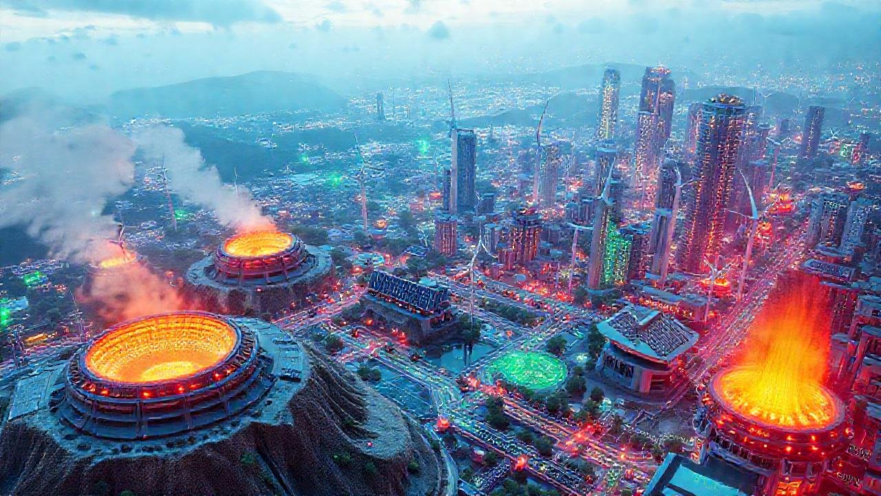 Ciudad futurista, energía sostenible y datos