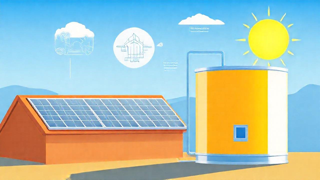 Paneles solares y almacenamiento térmico futuristas
