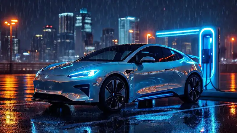Coche eléctrico nocturno