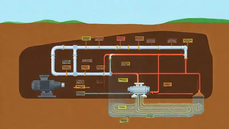 Diagrama técnico de energía geotérmica digital